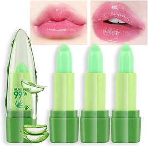 BINGBRUSH 3 Pcs Aloe Vera Color Changing Lipstick Queen,Long Lasting Lip Care Nutritious Plumper Lip Balm Moisturizer Magic PH Temperature Color Change Lip Gloss Makeup Set for Women