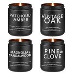 Scented Candles for Men - 4 Pack Scented Candles Gifts for Men, Dad, Boyfriend - 50 Hours Long Burning Soy Candles for Home Scented (Pine/Sandalwood/Patchouli/Oak)