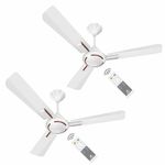 Havells 1200mm Ambrose BLDC Motor Ceiling Fan | 5 Star Rated with RF Remote, 100% Copper, Upto 57% Energy Saving | ECO Active Technology, 2 Year Warranty | (Pack of 2, Pearl White Wood)