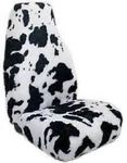 Cow Print Pair of Front Furry Seat Covers For Cars With Head Rests