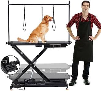 Professional Electric Dog Grooming Table - Heavy Duty, Adjustable Pet Grooming Table Height from 9.4" up to 39.37", Dog Grooming Arm, Anti Slip Tabletop & Tool Organizer/Dogs Grooming Station, Black