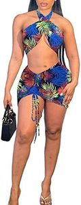 BYDIVA Women's Club & Night Out Dresses 2 Piece Skirt Set Beachwear Vacation Leaf M
