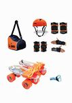 JJ JONEX Roller Skates for Adults, Skates for Youth, Adjustable Roller Skates, Outdoor & Indoor Illuminating Roller Skates (MYC) (Super Tenacity Orange Combo Age 6-11 Year PVC Helmet Size Medium)