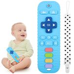 Chuya Remote Teethers Silicone Baby Teething Toys, TV Remote Teether for 0-6-12-18 Months Babies Infant Toddlers Teething Relief Chew Toys BPA Free (Blue)