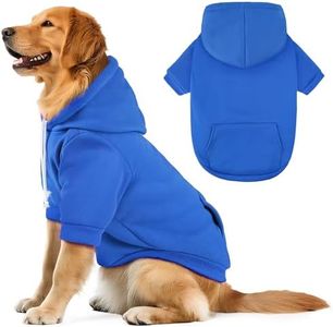 BAOBICUTE Dog Basic Hoodie Soft Dog Clothes Cold Weather Sweaters for Medium Large Dogs Cozy Fabric Warm Sweatshirt with Leash Hole for Boys (Blue, X-Large (35-55 lbs))