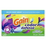 Gain Dryer Sheets + Odor Defense, Super Fresh Blast Scent, 120 Count