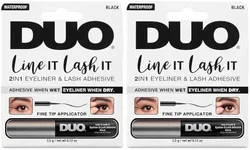 DUO Line It Lash It Black 2-in-1 Eyeliner & Eyelash Glue Pen - Waterproof Lash Adhesive for Strip Lashes, 0.12 oz, 2 Pack