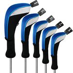 Andux 5pcs/Set Golf 460cc Driver Fairway Wood Club Head Covers Long Neck Blue