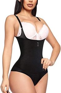 Gotoly Open Bust Bodysuit Women Latex Waist Trainer Compression Tummy Control Body Shaper Slim Zipper Hook Shapewear Waist Trainer Corset, Black, XXL