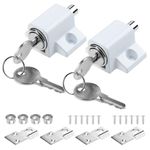 2Pcs White Sliding Patio Lock Sliding Patio Door Latches Set Security Lock Window and Patio Door Window Bolt Sliding Universal Catches