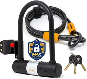 Bike U-Lock - Sigtuna Bike Lock Heavy Duty Anti-Theft with 4ft/1.2m Cable, Bicycle U-Lock with Sturdy Mounting Bracket for Mountain Bikes, Ebikes, Scooters