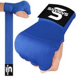 SAWANS Boxing Hand Wraps Inner Gloves for Hand Protection Long Wrist Straps Elasticated, Padded Martial Arts Combat Gloves Punching Bag Training Gel Mitts Muay Thai MMA (Kids/Junior, Blue)