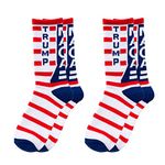 2 Pairs 2020 American Flag Socks Casual Crew Dress Socks 2020 Socks For President Trump Election Fathers (Blue)