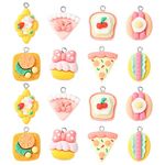 Ipotkitt 40 Pcs 8 Styles Mixed Shapes Baking Food Charms Cute Flatback Cookie Pizza Croissant Hot Dog Charms for Jewelry Making Necklace Earring