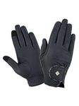 LeMieux Classic Riding Gloves - Touch Screen Compatible - Breathable - Navy - Medium