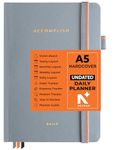 NEORAH- ACCOMPLISH A5 UNDATED Daily Planner 2026|512 Pages–Full Year 365-Day Productivity Planner|24-Hour Time Blocking|12 Monthly•52 Weekly•12 Habit & Budget|Hardcover [Pen Loop Attachable] WILD DOVE