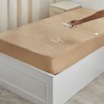 Amazon Brand - Solimo Water Resistant Cotton Mattress Protector, Single Bed Size (78x36 inch), Beige