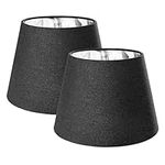 Navaris Table Lampshade - Set of 2 - Tapered Lamp Shades for E27 Light - Pair of Contemporary Modern Lampshades - Black Linen with Silver Inner Lining