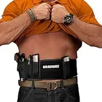 BRAVOBELT Belly Band Holster for Concealed Carry - Athletic Flex FIT for Running, Jogging, Hiking - Glock 17-43 Ruger S&W M&P 40 Shield Bodyguard Kimber (Up to 44" Belly, Black)