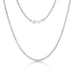 NYC Sterling Silver Necklace Chains – 925 Silver Chain Men and Women – Rhodium Plating Silver Jewelry - Rope Diamond-Cut Braided Twist Link – Made In Italy, not known