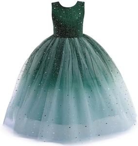 Flower Girls Sequin Tulle Formal Dress Child's Ball Gown Sparkly Pageant Princess Bithday Party Dresses for Girls 11-12 Years