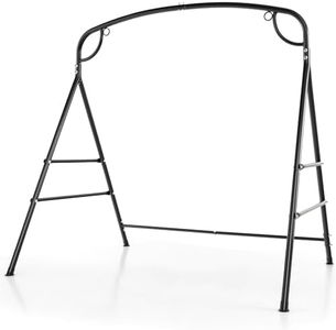 COSTWAY Cadre de Balançoire en Métal Charge 300KG, Support de Balancelle en Forme de ‘A’ avec Barres Latérales Doubles et Conception à 2 Anneaux, pour Jardin Cour, 180 x 133 x 182 cm