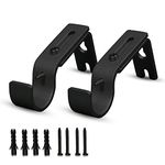 QualityDen Curtain Pole Brackets 2Pcs with Adjustable Length of 9 - 12cm - Metal Curtain Rod Brackets Set with Screws for Poles, Wall Rod-Heavy Duty & Rust Resistant (Black)