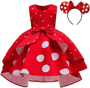 Lito Angels Vestito Costume da Minnie con Cerchietto Abito da Festa di Compleanno a Pois Rossi e Bianchi per Bambina Taglia 2-3 anni (Etichetta in Tessuto 100)