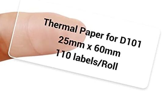 NIIMBOT D101 Labels, 1'' x 2.36'' (25x60mm) Thermal Sticker Label, Waterproof, Oil-Proof and Tear-Proof Self-Adhesive Barcode Labels Only for NIIMBOT D101 Label Maker, 1 Roll of 110 Papers(Clear)