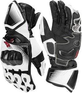 KEMIMOTO Leather Motorcycle Gloves for Men and Women, CE-Certified，Riding Racing Gloves with ESA Cushioning Kevlar Carbon Fiber Knuckle Protection for Dirt Bike Motorbike Outdoor Sports