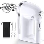 Z-DESDEMONA Electric Hand Mixer, Powerful Hand Mixer Electric Handheld with Whisk, Dough Hook,Hand Held Mixer for Baking Cakes, Eggs, Cream Food (White)