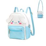 Kawaii Backpack Anime Cute Mini Cartoon Bag My Melody Backpack Handbag PU Kuromi Schoolbags(Blue)