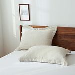 King Linens 100% French Linen Pillow Shams Pack of 2 Basic Style - (20'' x 26'') - Stone Washed Solid Color Natural Flax Soft Breathable (Queen, Linen)