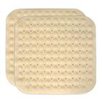 HOKIPO Polyvinyl Chloride Square Acupressure Shower Mat with Antiskid Suction Cups And Drain Holes (Beige, 48 cm X 48 cm)