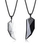 COAI Obsidian Howlite Wolf Tooth Yin Yang Couples Pendant Necklaces