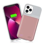 Gladgogo iPhone 13 Pro Charging Case, 7000mAh Smart iPhone 13 Pro Battery Case, Rechargeable Extended iPhone 13 Pro Charger Case, Portable Protective Battery Cover, 6.1 inch, Pink