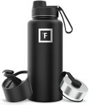 IRON °FLASK Camping & Hiking Hydration Flask with 3 Lids - Stainless Steel, Double Walled & Vacuum Insulated Water Bottle - Leak Proof & BPA Free (Midnight Black, Spout - 32 oz)