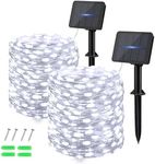 Dalugo [2 Pack] Solar Fairy Lights Outdoor, 12M/40Ft 120 LED Copper Wire Outdoor Solar String Lights, 8 Modes Waterproof Solar Lights for Garden, Tree, Party, Wedding, Christmas (Cool White)