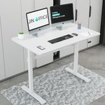 JIN OFFICE Manual Height Adjustable Desk | Premium Sit Stand Desk Manual with Hand Crank for Height Adjustment | Additional Crossbar for Stability| 1400 * 600 mm Table Top