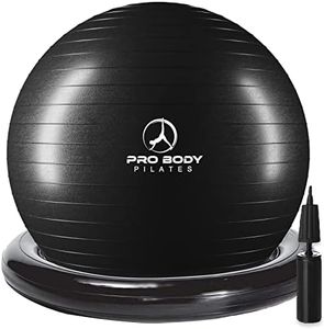 ProBody Pilates Ball Yoga Ball Chair, Exercise Ball Chair with Base or Stand for Home Office Desk Sitting or Workout, Balance & Stability Ball Seat, Large Gym Ball for Back (Black, 75 cm)