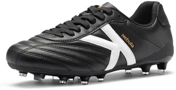 KELME Nebula Men's Soccer Cleats, Youth FG/AG Football Shoes, Athletic Outdoor Training, Wide Fit, Black, Size 10.5