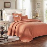 Tache Tuscany Sunrise 3 Piece Orange Floral Reversible Bedspread Set, Cal King by Tache Home Fashion