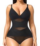 Junlan Shapewear Bodysuit for Women Seamless Sculpting Body Shaper Tummy Control Waist Trainer Vest Shaping Leotard Tops (Black,XL)