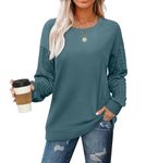 Jescakoo Sweatshirts for Women Long Sleeve Tops Crewneck Sweatshirts Women Long Sleeve Shirts Womens Sweaters Fall Clothing Trendy 2024 Grey Blue Size 22-24