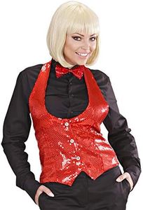 WIDMANN 9093D - Sequined Vest for Women, New Year's Eve, Carnival, Show; Theme Parties, Size M/L, Red Color