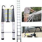 Autofather 6.2m Telescoping Ladder w/Detachable Safety Hook, Aluminum Telescopic Ladder Extension Tall Multi Purpose Loft Ladder, 150kg/330lb Capacity, Safe & Compact