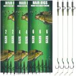 Carp Fishing Hair Rigs Kit 18pcs High Carbon Steel Curved Barb Carp Hooks Braided Thread Line Fishing Rigs Carp Fishing Tackle