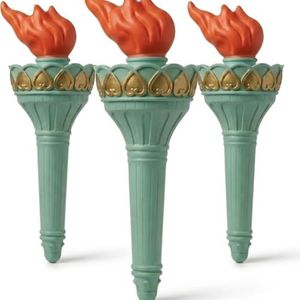PMU 3 Pcs Statue of Liberty Torch with Red Flame, Adult Lady Liberty Costume for Women, Olympic Torch Prop, 4th of July Decorations, Patriotic Costume Accessory, Independence Day Party Decor