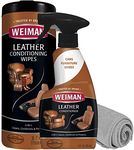 Weiman Leather Cleaner & Conditioner Care Kit | Restores Leather Surfaces | Ultra Violet Protectants Help Prevent Cracking or Fading of Leather Furniture, Car Seats, Shoes, Brown, 12 fl oz