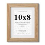 Fabian Clarke London® 10x8 Modern Oak Wooden Picture Photo Frame with White 8x6 Mount to Hang Portrait or Landscape